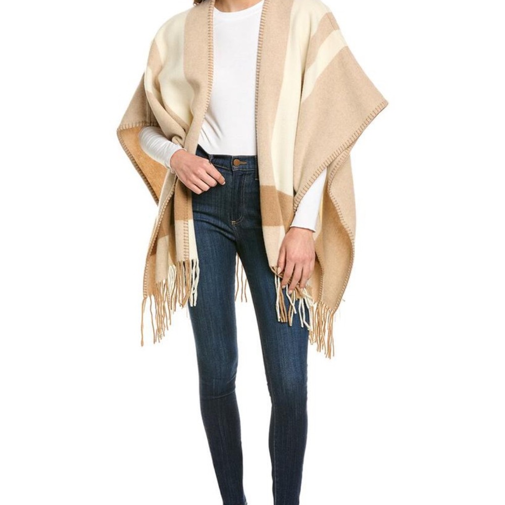 J. McLaughlin Tan and Cream Knit Poncho